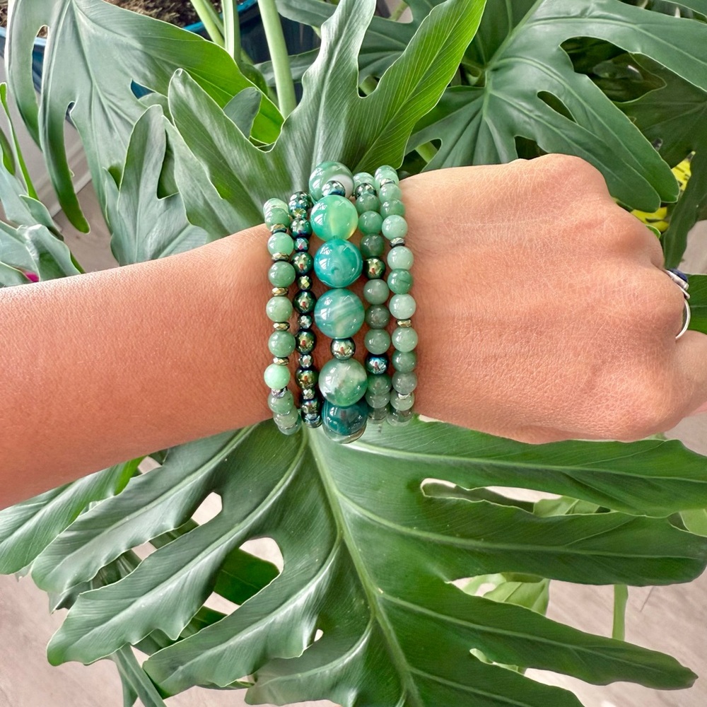 Banded Agate & Hematite bracelet (one) - Picture 5 of 9